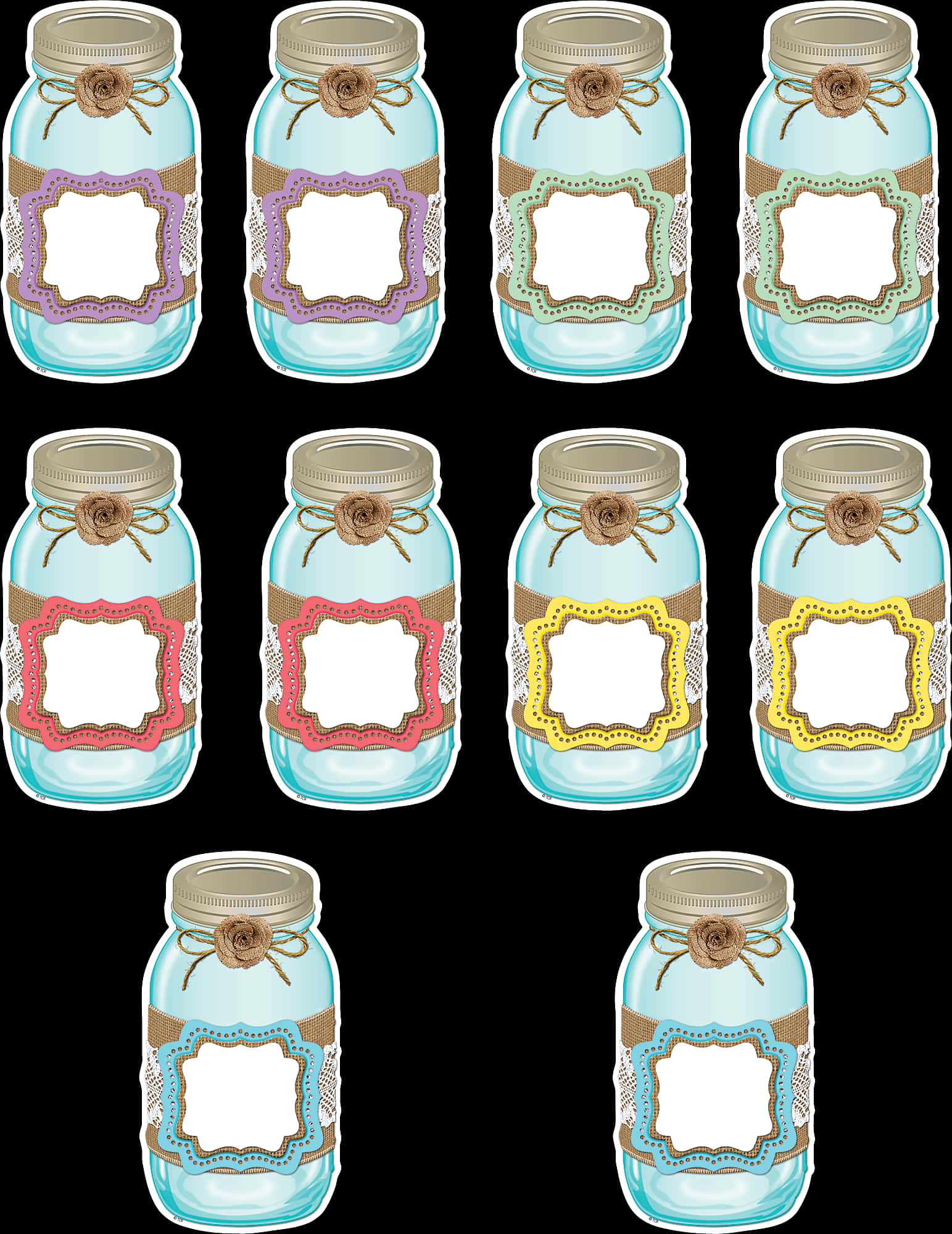A Group Of Jars With Labels