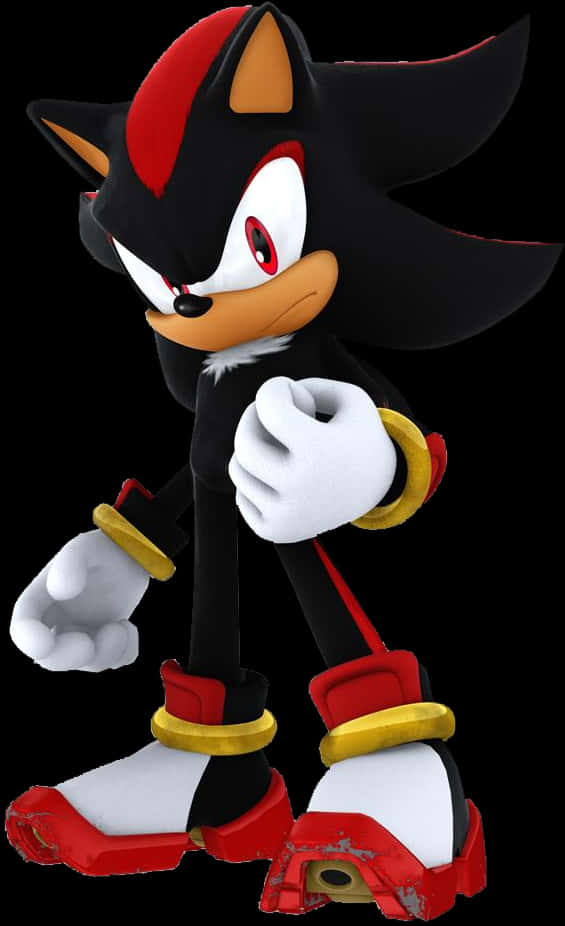A Cartoon Character Of A Black And Red Hedgehog