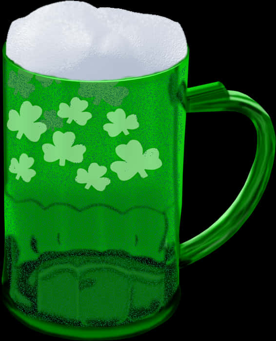 A Green Mug With A Shamrock Design