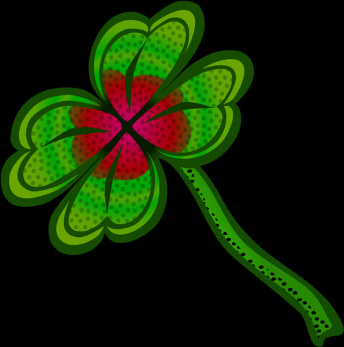 A Green And Red Four Leaf Clover