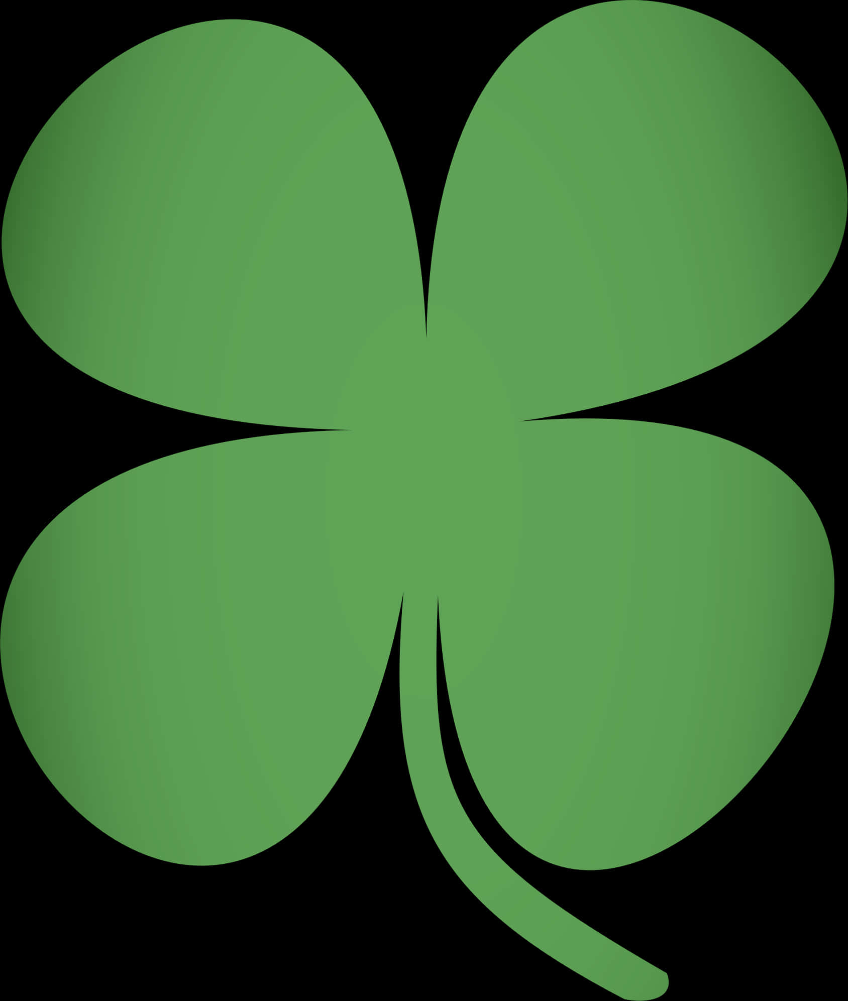 A Green Clover Leaf On A Black Background