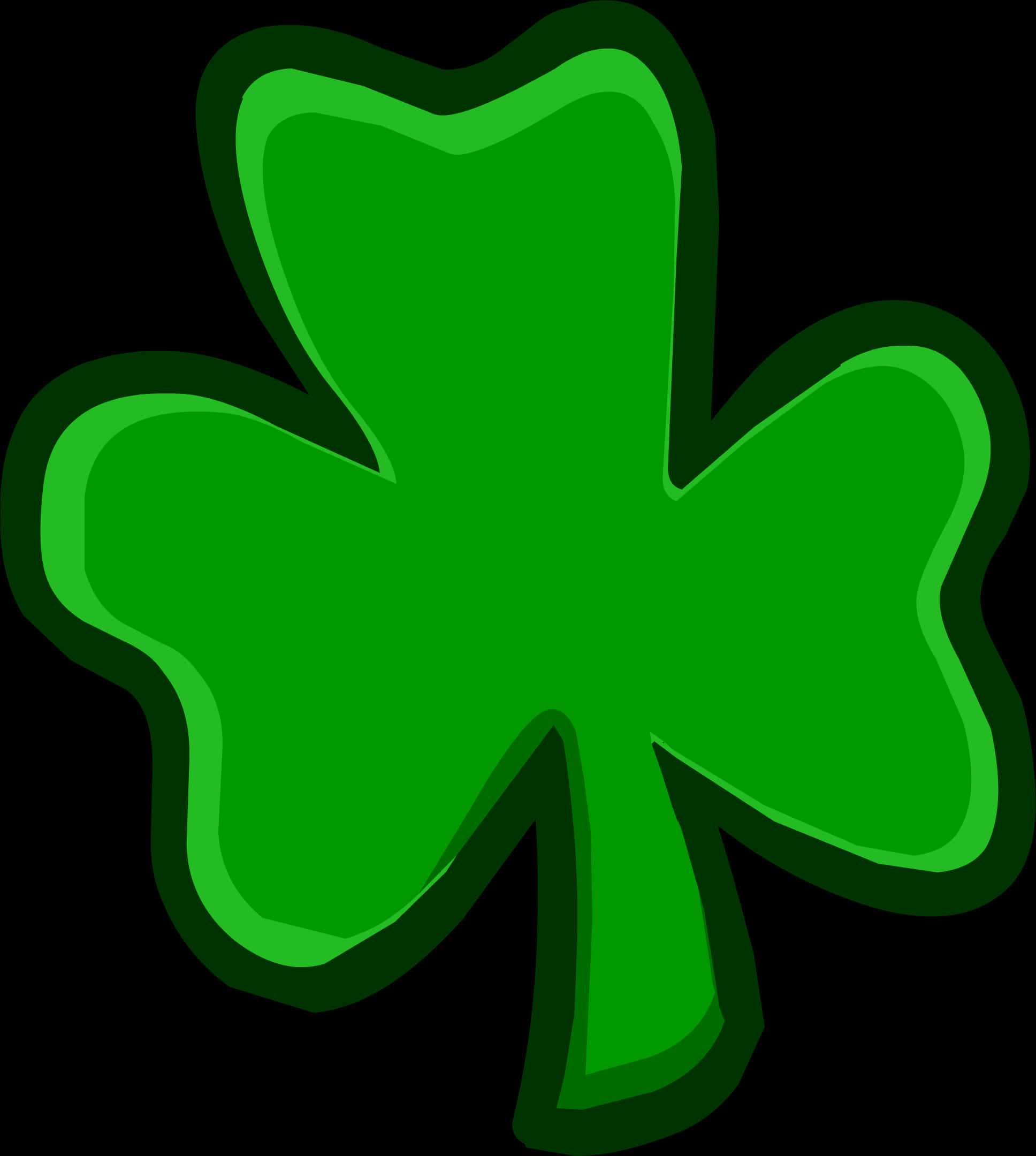 A Green Clover With Black Background