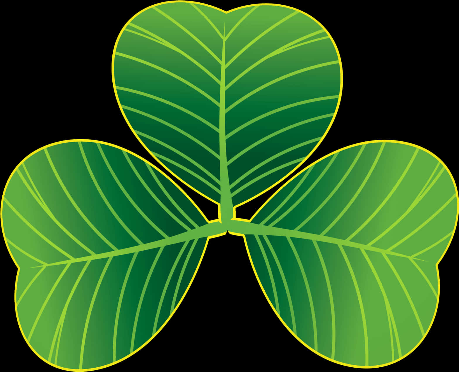 A Green Leafy Clover With Yellow Lines