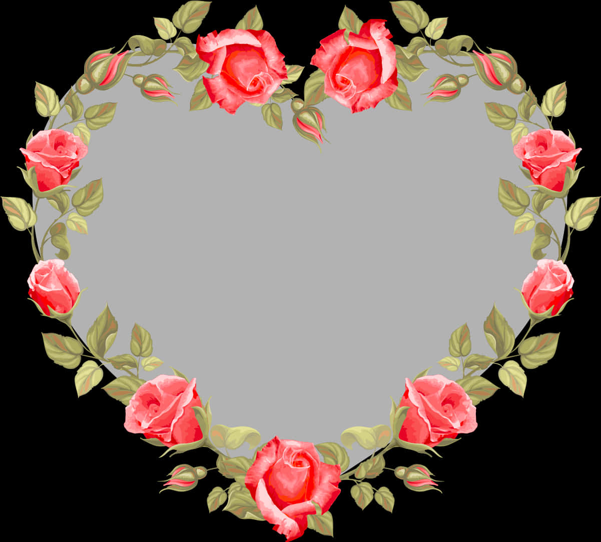 A Heart Shaped Frame Made Of Roses