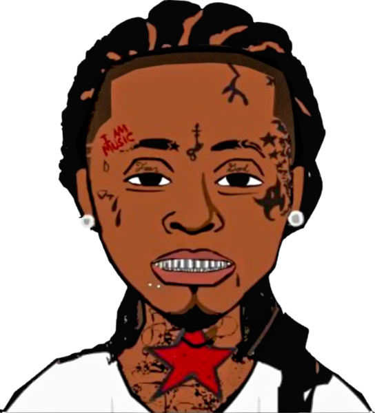 A Cartoon Of A Man With Tattoos And A Red Star