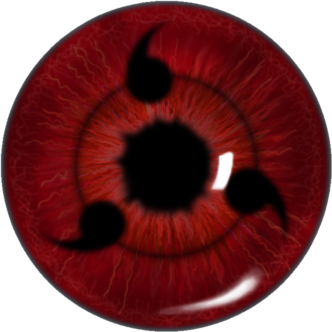 A Red Eyeball With Black Symbol
