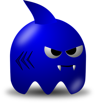 A Blue Cartoon Character With Sharp Teeth And Sharp Teeth