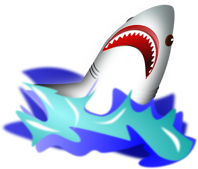 A Shark With Its Mouth Open And Blue Water
