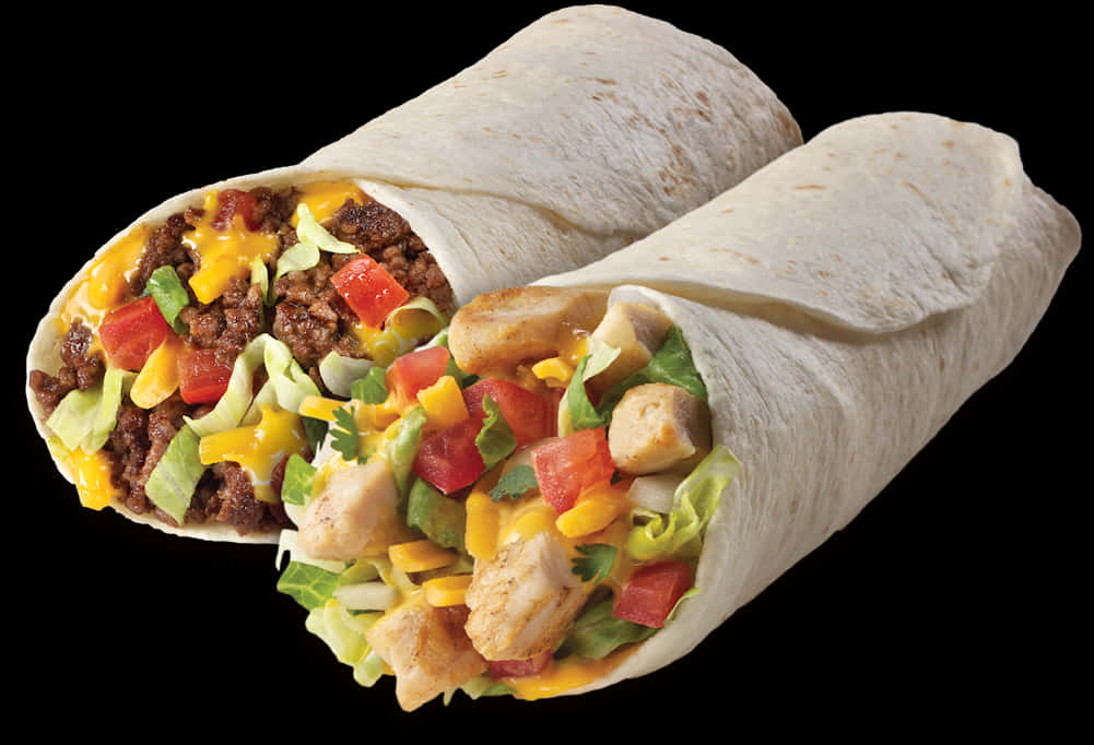 Two Burritos With Meat And Vegetables