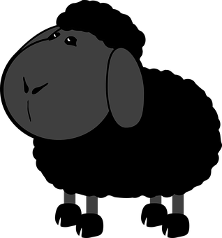 A Black And Grey Cartoon Sheep