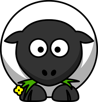 A Cartoon Of A Black Sheep