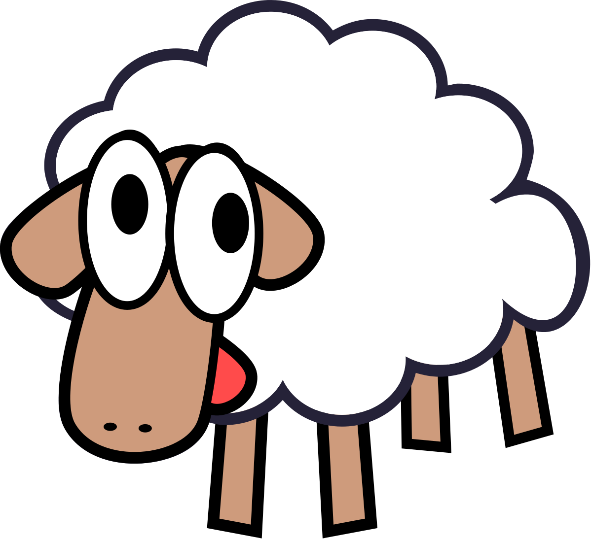 A Cartoon Sheep With Its Tongue Out