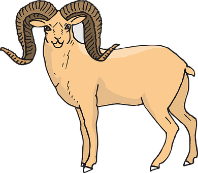 A Cartoon Of A Ram With Horns