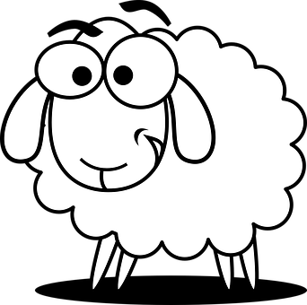 A Cartoon Sheep With A Black Background