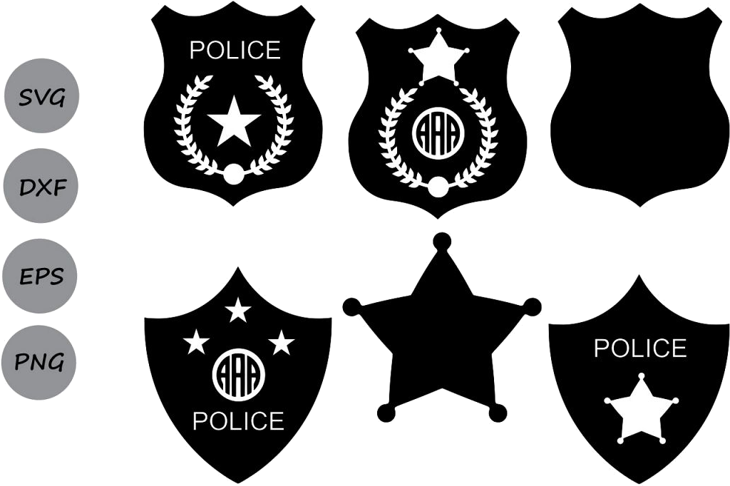 A Group Of Police Badges