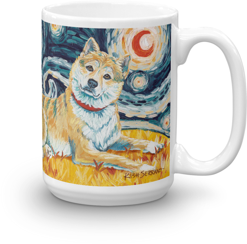 Shiba Inu Starry Night Mug-15oz - Mug, Hd Png Download
