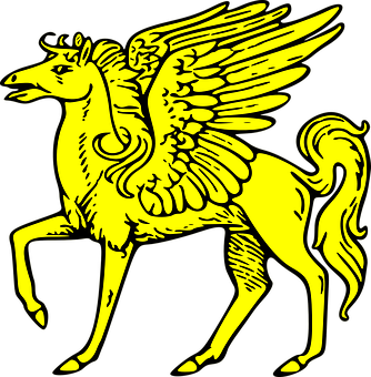 A Yellow Winged Horse With Black Background