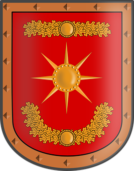 A Shield With A Gold Star And Leaves