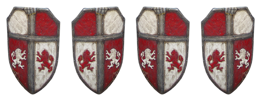A Pair Of Shields With Lions On Them