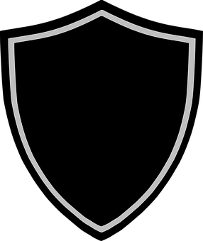 A Grey Shield On A Black Background
