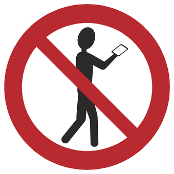 A Sign With A Person Holding A Phone