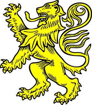 A Yellow Lion With A Black Background