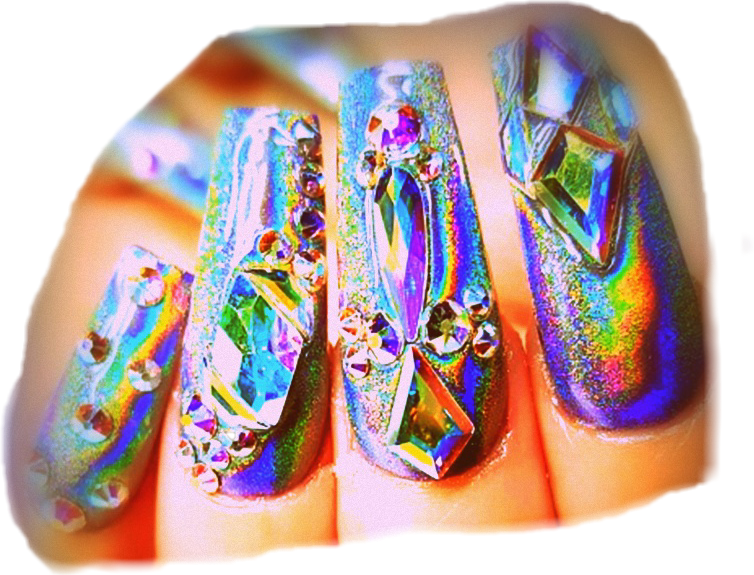 A Close Up Of Nails With Rhinestones