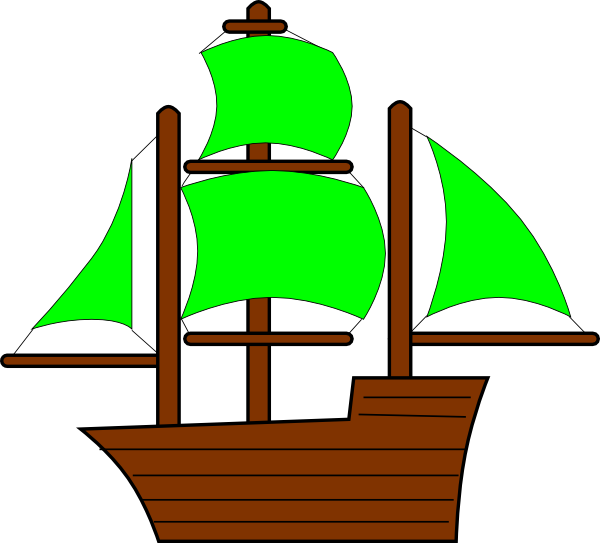 A Green Sailboat With Sails
