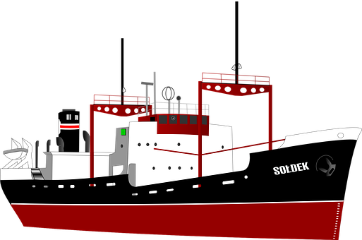 A Black And Red Ship