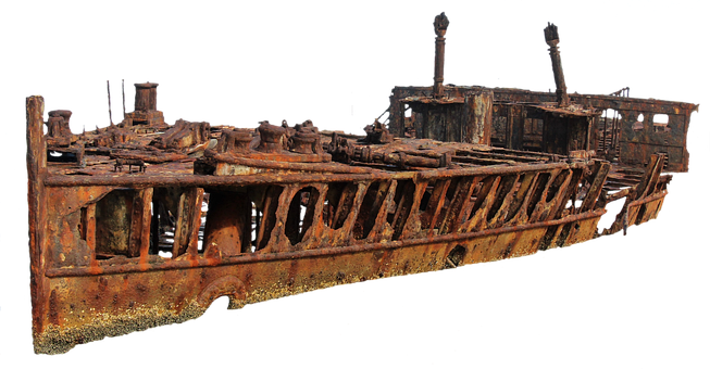 A Rusted Boat With A Black Background