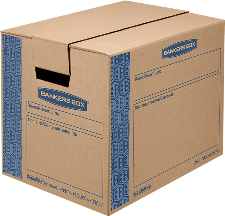 A Cardboard Box With Blue Writing