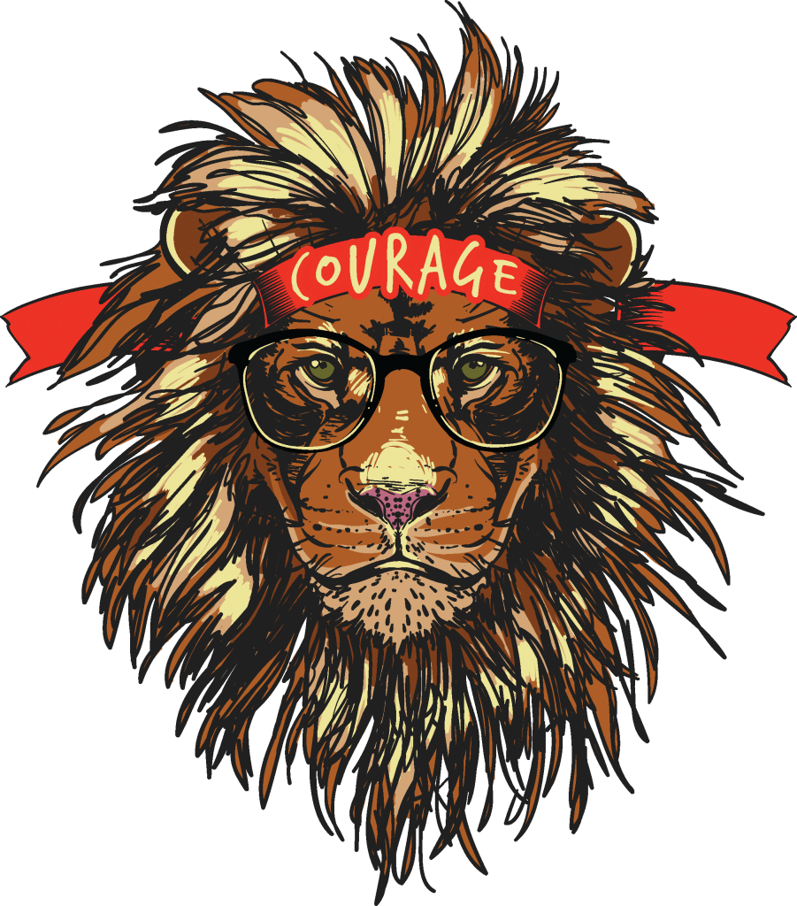 A Lion Wearing Glasses And A Ribbon