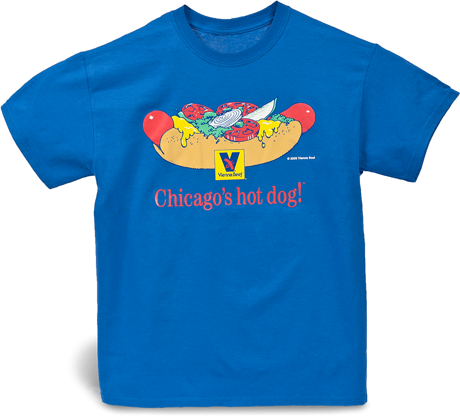 A Blue Shirt With A Hot Dog On It