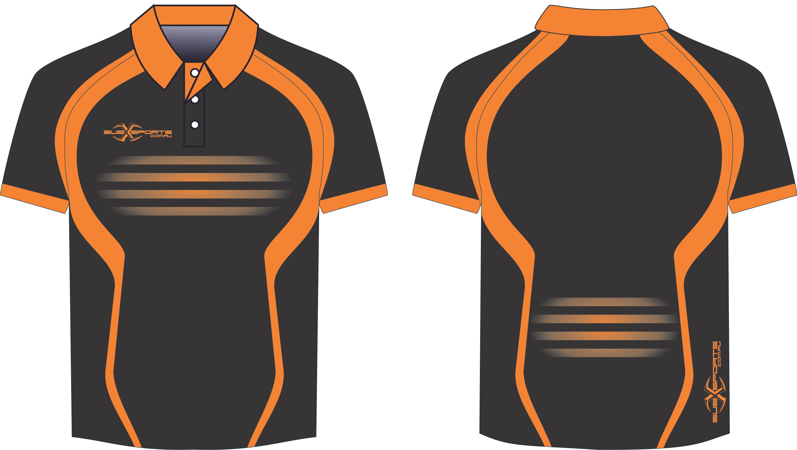 A Black And Orange Polo Shirts