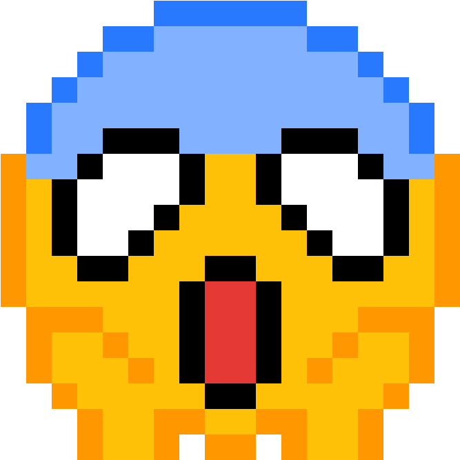 A Pixel Art Of A Yellow Cartoon Character With Blue Hat