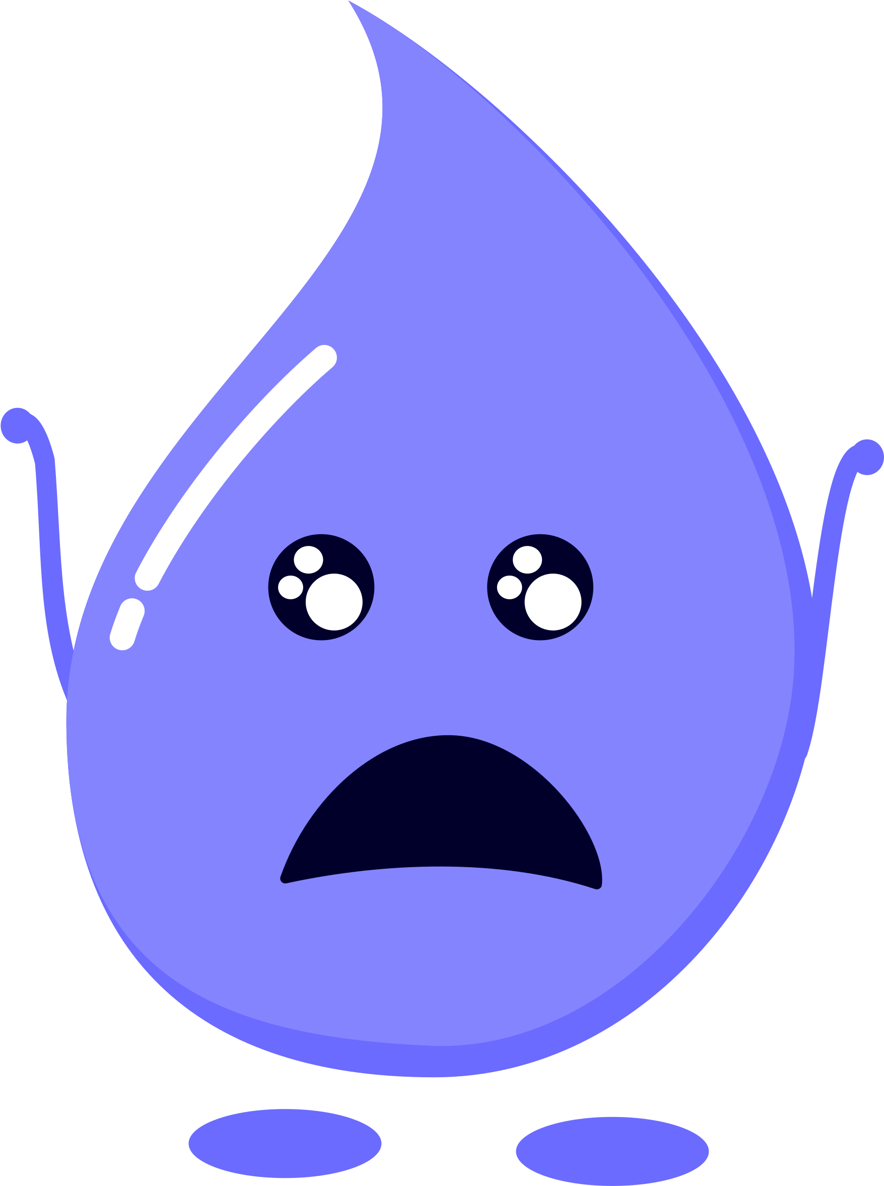 A Cartoon Of A Drop Of Water With A Sad Face