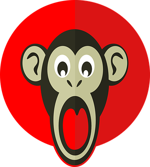 A Cartoon Monkey With Its Mouth Open