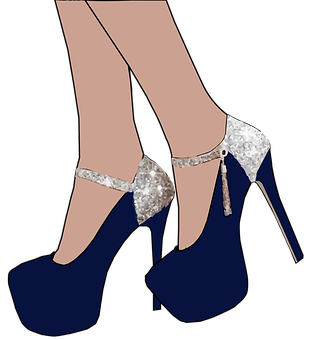 Navy Blue And Silver Shoes