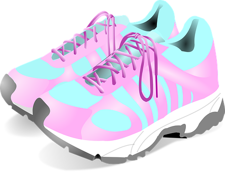 A Pair Of Pink And Blue Sneakers