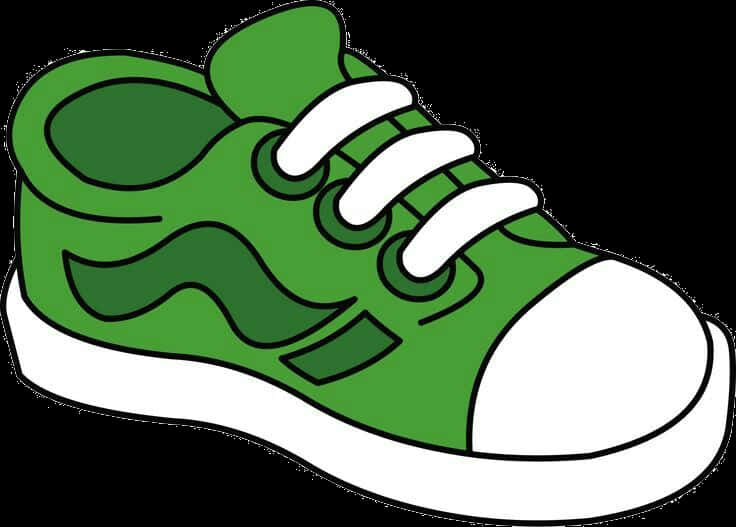 A Green Shoe With White Laces