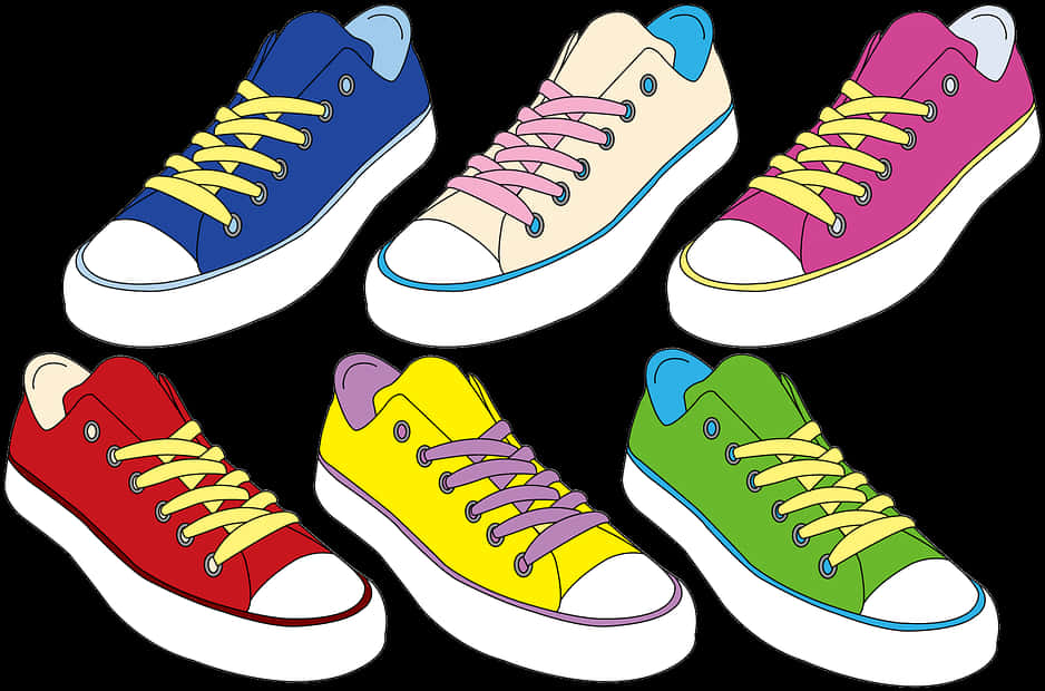 A Group Of Colorful Shoes