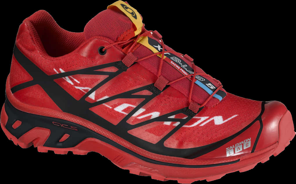 A Red And Black Running Shoe