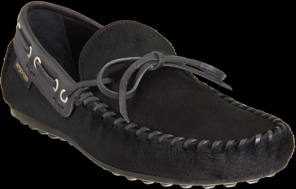 A Black Moccasin With A Lace
