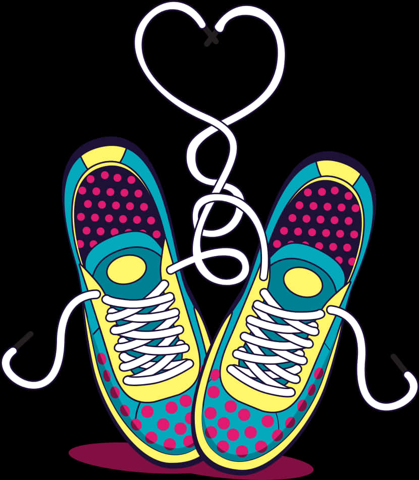 A Pair Of Shoes With A Heart Shaped Shoelace