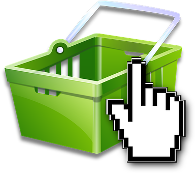 A Green Basket With A Hand Cursor