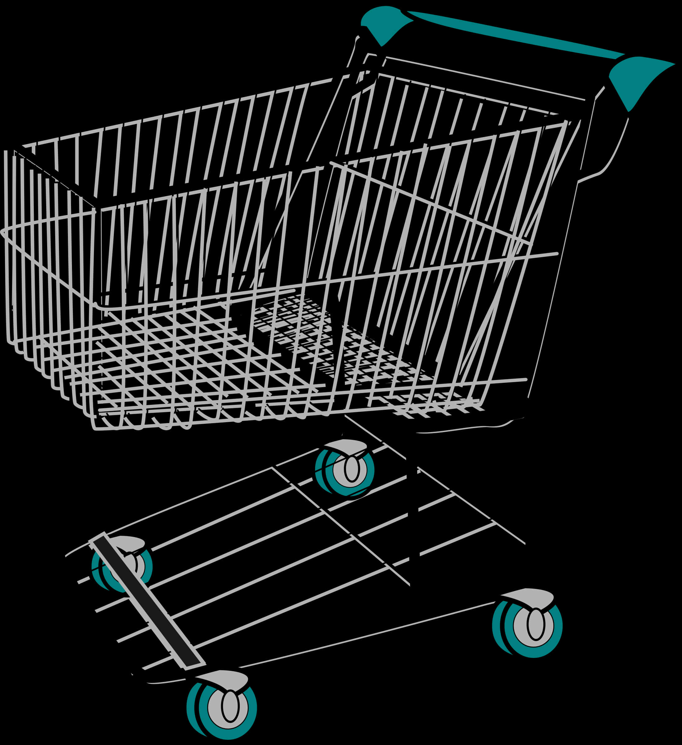 Black Shopping Cart With Blue Handle
