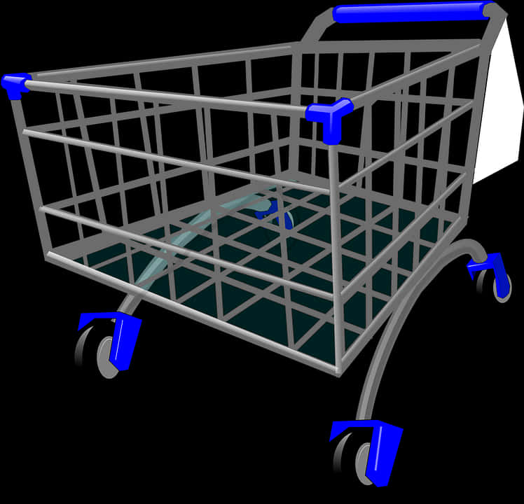 Blue And Silver Shopping Cart