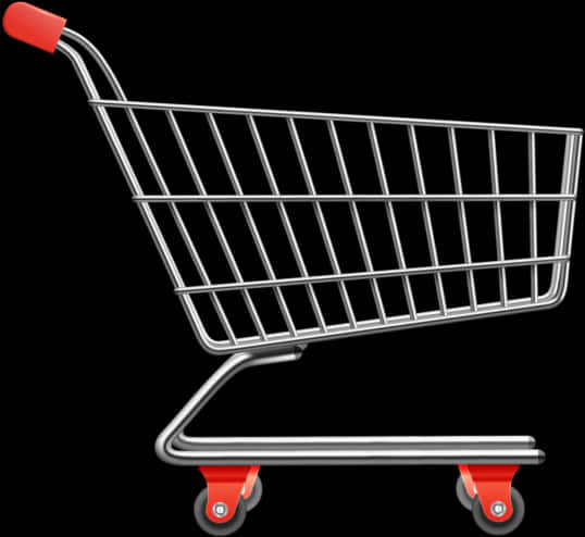Shopping Cart With Red Handle And Wheels