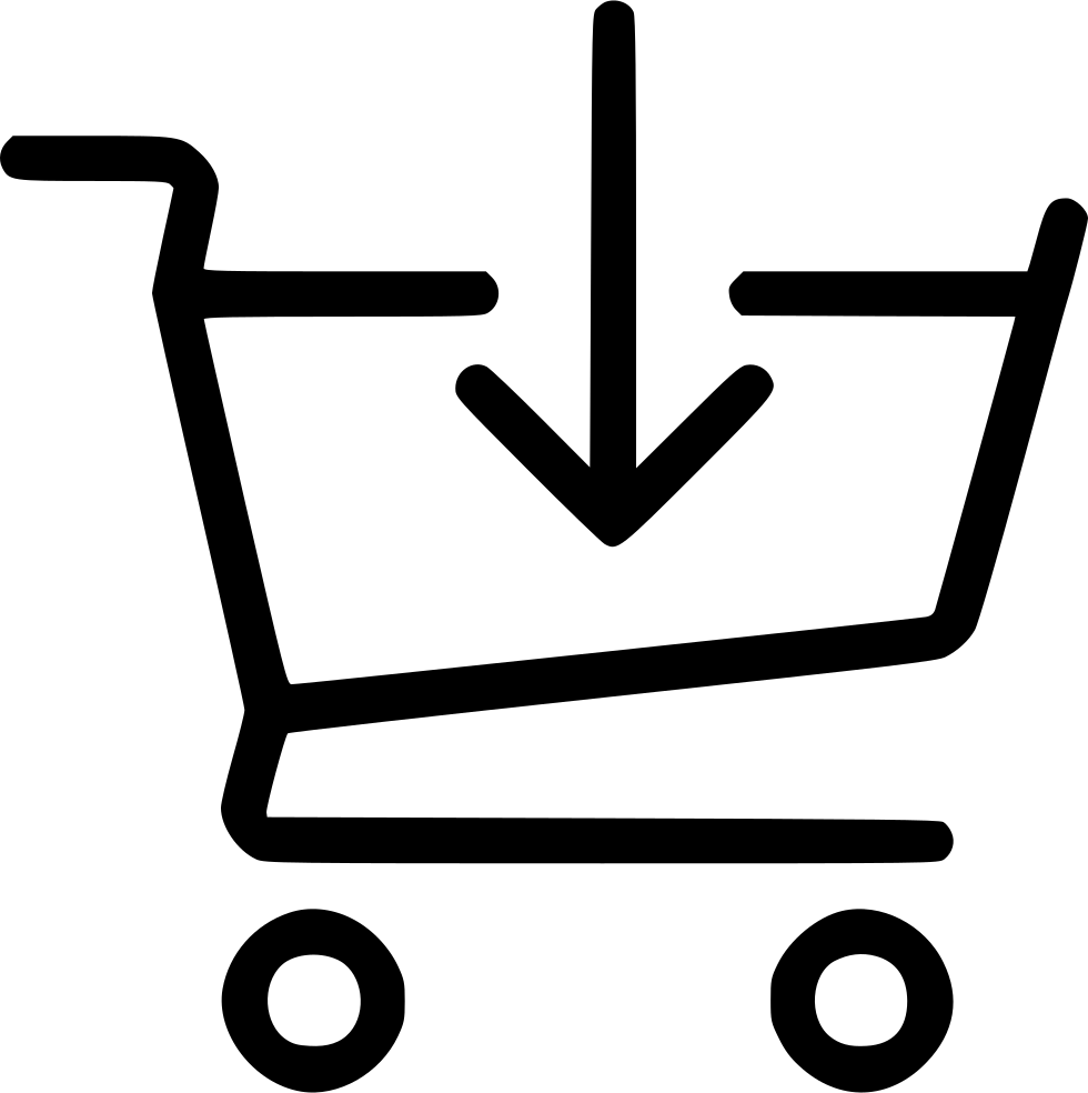 A Black Shopping Cart With A Arrow