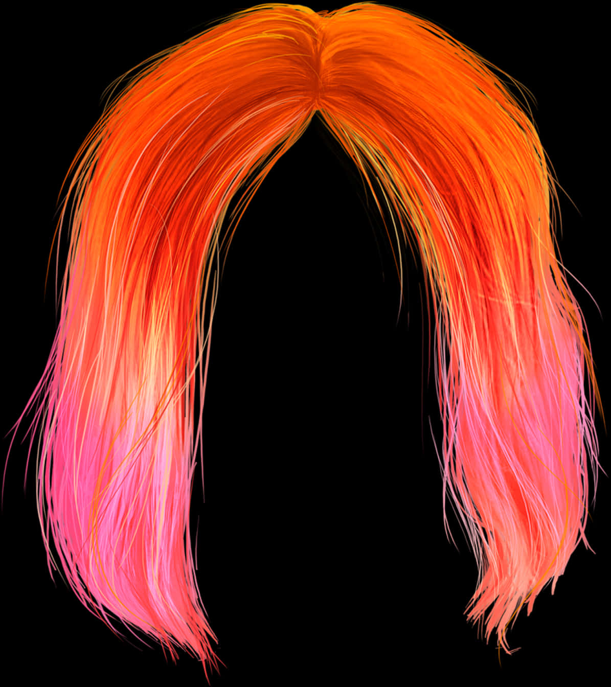 A Wig With Pink And Orange Hair
